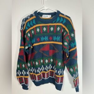 Vintage New Era Colorful Geometric Men's Sweater‎ L
